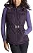 Ashley Junior's Belted Puffer Vest With Fur Trim Hood,Plum,Medium