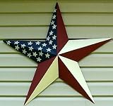 24 Inch Amish Painted Metal Tin Barn Star--solid Americana. (Barn Red, Ivory, Blue) 24