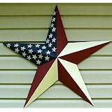 24 Inch Amish Painted Metal Tin Barn Star--solid Americana. (Barn Red, Ivory, Blue) 24 Amish Country Primitive... by AMISH WARES