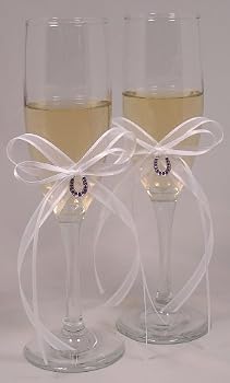 Lucky in Love Rhinestone Horseshoe Toasting Set