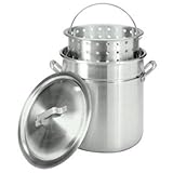 IMAGE OF New Barbour International Bayou Classic 42 Qt Aluminum Stockpot Fryer Steamer Lid Basket