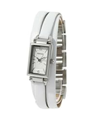 FOSSIL Womens DELANEY Rectangular Dial Three Hand Stainless Steel Watch With White Leather Strap JR1442
