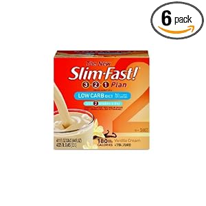Slim-Fast 3-2-1 Plan, Low Carb Diet Ready To Drink Shake, Vanilla Cream, 11-Ounce in 4 Count Boxes