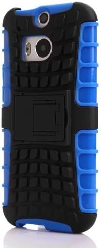Sean Dual Hybrid Protective Armor Stand Case for HTC One M8 (2014) + 1 Pcs Sean Smile Case (Blue)