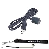 USB Data Sync Cable Black for Sony Walkman Series X NWZ-X1050 / NWZ-X1051 / NWZ-X1060 / NWZ-X1061 Series Includes an eBigvalue TM Determination 4-inch Hand Strap