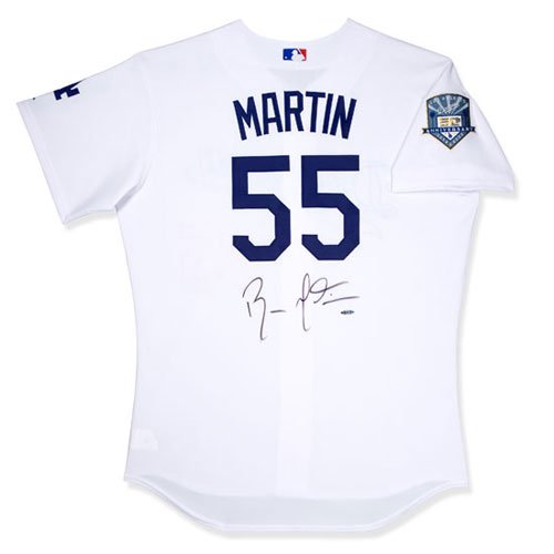 R. Martin Autographed Los Angeles Dodgers Home/White Jersey w 50th Anniversary in Los Angeles Patch