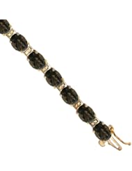 10K Yellow Gold Natural Smoky Topaz Oval Tennis Bracelet 5x7 mm stones, 7 inches