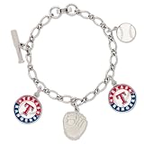 TEXAS RANGERS OFFICIAL LOGO SILVER 5 CHARM BRACELET