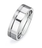 14k White Gold Custom Made 65 Mm Comfort Fit Flat Wedding Band W Brushed Satin Stripe Design Size O