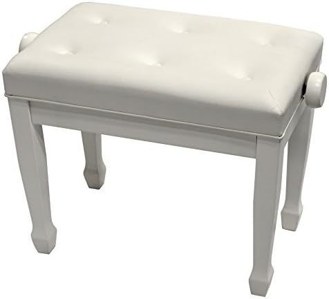 Frederick Artist Tufted Upright Piano Bench White Polish