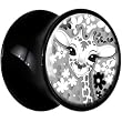 7mm Black Acrylic Black And White Baby Giraffe Saddle Plug