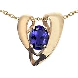 1.75 cttw Genuine Iolite Heart Shaped Pendants - 14kt White or Yellow Gold