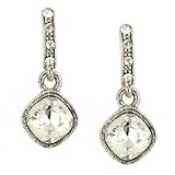 Tzarina Square Cut Faceted Crystal J-Hoop Earrings
