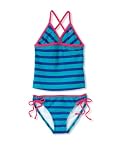 Hurley Girls 7-16 Minnow Stripe Tankini and Tunnel Swimwear, Teal, 7