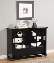 Brady Bookcase with Sliding Doors - Black