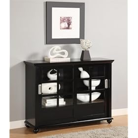 Brady Bookcase with Sliding Doors - Black by Dorel Altra