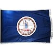 Virginia 3x5ft Nylon Flag with Indoor Pole Hem and Fringe