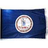 Virginia 3x5ft Nylon Flag with Indoor Pole Hem and Fringe