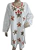 Boho Womens White Embroidered Kurta Cotton Tunic Tops Large