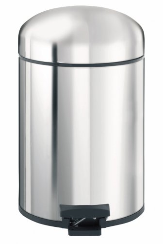 Brabantia Retro Pedal Bin, 5litre, Brilliant Steel