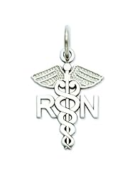 14K White Gold Polished RN Charm Jewelry FindingKing