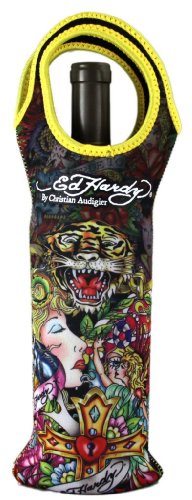 Ed Hardy Neoprene Wine Beverage Tote Koozie Logo