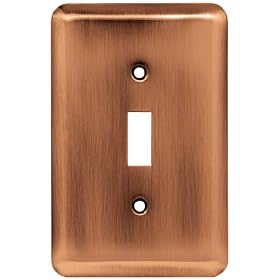 Liberty Hardware 64135 Stamped Round Single Switch Wall Plate, Antique Copper