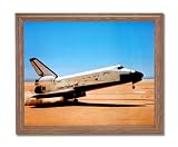 NASA Space Shuttle Columbia Landing Photo Wall Picture Oak Framed Art Print