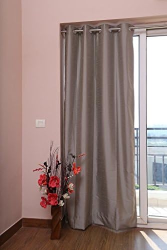 Blackout Satin Dupioni Faux Silk Curtains from Zappy Cart, Each 51" (130 cm) Wide X 48" (122 cm) Long, Eyelet/Grommet Top, Color - Steel Grey.