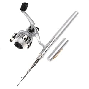dodocool Mini Pocket aluminio boligrafo caña de pescar telescópica+ carrete pesca
