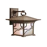 Kichler Lighting 10929DCO Morris 1-Light Fluorescent Outdoor Wall Mount Lantern, Distressed Copper Finish with Inside-Etched Iridized Seedy Glass