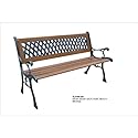 DC America SLP408BR Mesh Resin Park Bench, Cast Iron Legs, Rust Free Resin Back, and Hardwood Slats, Rust Resistant Bronze Finish