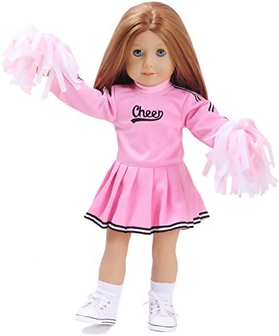 Toy Doll Clothes - Cheerleader Outfit & Pom Pom Set