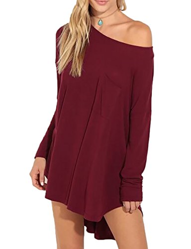 Sarin Mathews Womens Loose T Shirts Home Long Sleeve Casual Hem Top Blouse