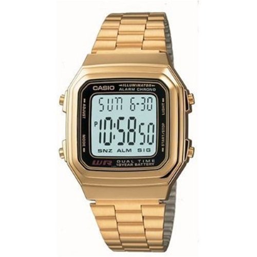 Casio Men's A178WGA-1A Stainless-Steel Quartz Watch with Grey Dial