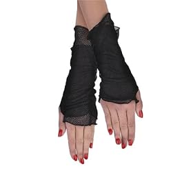 Halloween Fishnet Glovettes Black Gloves Goth Gothic Fairy