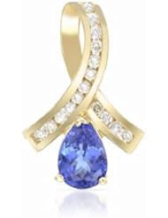 14K Yellow Gold Tanzanite and Diamond Pendant -- LIFETIME WARRANTY