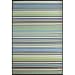 Outdoor Area Rug or Kitchen Mat 4 x 6 Aqua Stripe Patio Indoor Outdoor Rugs Reversible & Waterproof