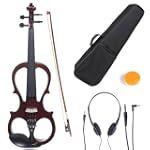 Cecilio 1/2 CEVN-1NA Solid Wood Electric/Silent Violin with Ebony Fittings in Style 1 - Mahogany Metallic