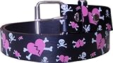 Black SKULL HEARTS Design Genuine Leather Punk Rock Belt