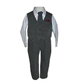 Boy Grey Vest and Pants Suit with Matching Tie - 4 Pc Set (Size 12M - 4) NEW