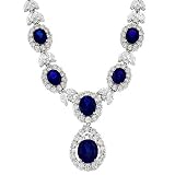 CZ Diamond Sapphire Platinum Plated Festive Necklace