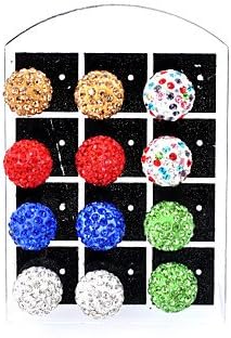 Nierstein Lureme Sweetlovely Studded With Drill Concentric Reducer Round Bur Dual Purpose Alloy Stud Earrings Suit(6 Pairs A Set)