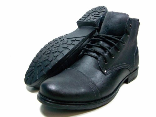 Mens Black Polar Fox By Delli Aldo Military Combat Style Lace up Ankle High Boots Styled in Italy
