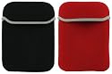 2n1 Combo - 2-Sided Reversible Premium Laptop Just Fit Neoprene Sleeve Case Cover - Bundle with LCD Screen Protector for Amazon Kindle 1st and 2nd Generation Electronic Reading Device - (Kindle NOT included) , Black / Red