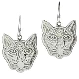 .925 Sterling Silver Outline Cat Feline Earrings