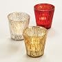 Holiday Fluted Votive Candle Holder Set of 3 - GOLD (Battery Operated Tealights Included)