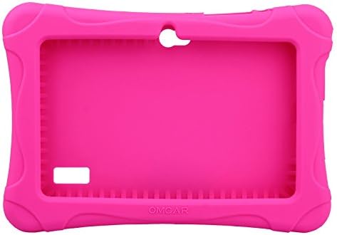 Silicone case, Omgar Defender Series 7 inch Scratch-proof Tablet Protective Rubber Cover Kids-Proof for 7" Dragon Touch Q88, Y88 , Chromo, Alldaymall Q88, Tagital, Omgar Tablet (New Release-Hot pink)