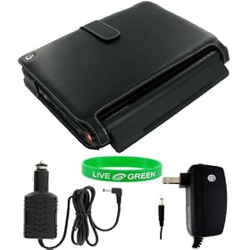 MSI Wind U100 10-Inch Netbook Executive Leather Case - Bundle Car and Home Charger