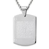 Stainless Steel Spanish Prayer Dog Tag on a 24 Inch Ball Chain